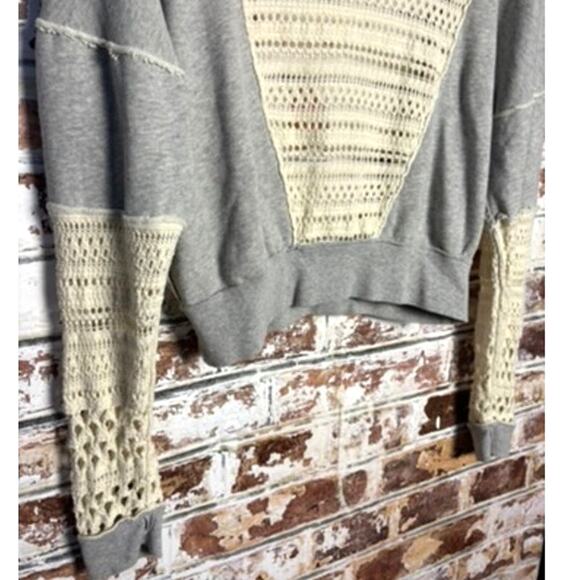 Free People Lace Of Base Oversized Crochet Knit Open Back Pieced Sweatshirt - Picture 6 of 11